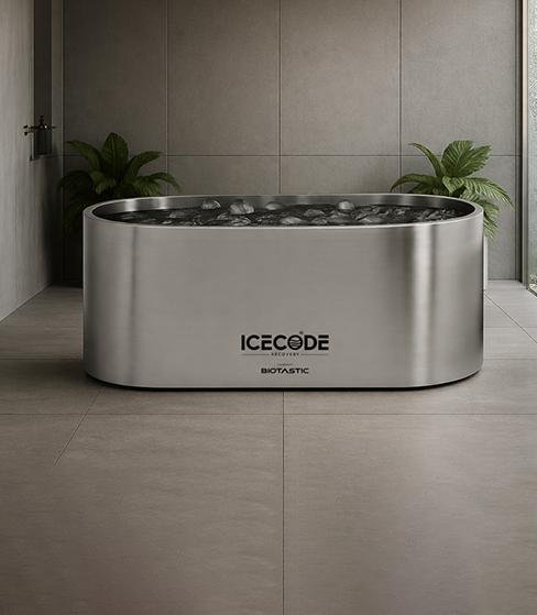 Stainless steel ICECODE cold plunge by Biotastic